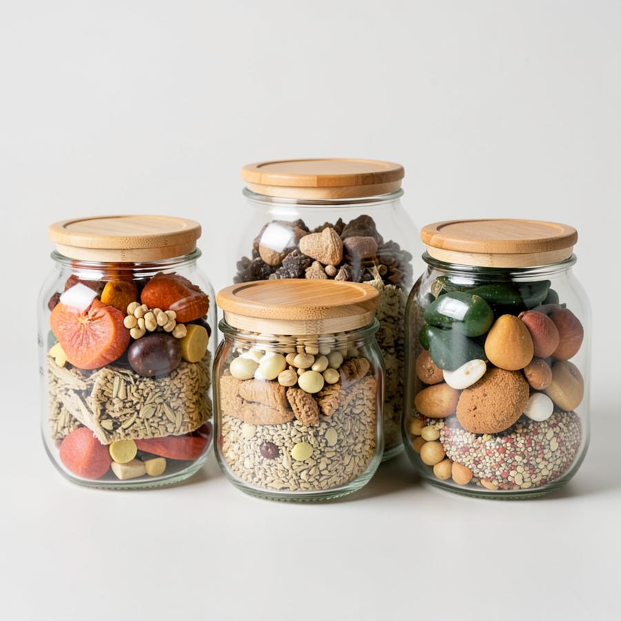 Pantry Glass Storage Jars, Set of 4